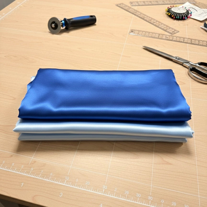 Luxe Twist Satin Bonnet In Light Blue/Royal Blue